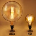 8w Antique Vintage LED Over Sized Globe E27 Smoked Glass G200