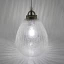 Ceiling Tear Drop Crackled Clear Glass Pendant Lamp Shade Retro Chrome Holder H3030