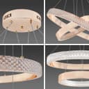 Modern 40W LED 2 Ring Ceiling Pendant Light Gold Round Chandelier 3 CCT K404