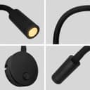 3W LED Adjustable Black Wall Mounted Reading Light with Flexible Arm Warm White 3000K BW03