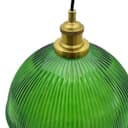 Vintage Green Ribbed Glass Brass Ceiling Pendant Light K446
