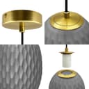 Modern Brass Ceiling Pendant Light Grey Textured Glass Lamp Shade K449