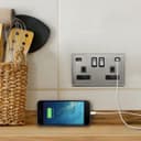 USB Double Socket With 2 USB Charger Port Brushed Chrome Plate Quick Charge PD20W N411820WDME