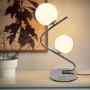 Modern Chrome Twin Opaque Frosted Glass Globe Table Lamp T506