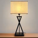 Modern Table Lamp Black Metal Tripod Base Linen Fabric Shade T518