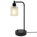 Modern Dimmable Table Lamp with Frosted Glass Shade Black Metal Base with USB Ports T519 