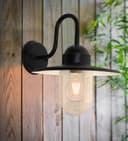 Traditional Outdoor Wall Light Down Lantern Black with Glass Diffuser ZLC087