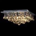 Modern Elegant Square Chandelier Ceiling Light Crystal Droplets Chrome Base 