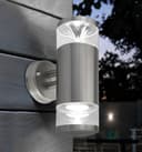 Modern Outdoor Wall Light Up Down Clear Diffuser Stainless Steel IP44 ZLC074