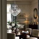 Droplet Fountain Crystal Chandelier Ceiling Pendant Light Reflect Chrome Finish and Real Crystals 
