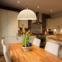 Large Vintage Ceiling Pendant Light Shade Metal Cream Finish 