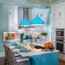 Light Blue Lamp Shade Ceiling Pendant Light Metal Dome Gloss Finish 