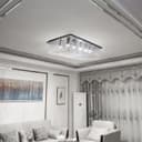 Rectangular Modern Crystal Ceiling Chandelier Droplet Effect Reflective Mirror Base