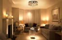 Modern Round Chandelier Ceiling Light Crystal Rain Droplet Reflective Silver Base 