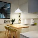 Metal Vintage White Ceiling Light Shade Retro Hanging Pendant Light Wood Fitting 