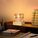 Ambient Glass Ice Cube Touch Dimmable Table Lamp Gold Base with G9 Bulb 