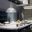Industrial Retro Polished Chrome Pendant Ceiling Light Vintage Antique Dome Hanging Lamp Shade