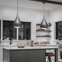 Modern Teardrop Ceiling Pendant Light Grey Pewter Lampshade Retro Brushed Metal 