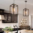 Vintage Antique Brass Box Lantern Ceiling Pendant Light M0155 