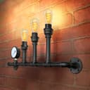 Vintage 3 Light Industrial Water Pipe Wall Lamp with Guage M0166