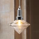 Retro Glass Diamond Shape Chrome Ceiling Pendant Light M0184
