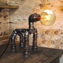 Retro Vintage Robot Pipe Steampunk Industrial Dog Table Lamp M0186P with G95 4W