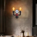 Twin Vintage Industrial Pipe Wall Light with Gauge Valve Tap M0190P 