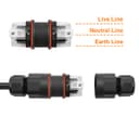 Waterproof IP68 16A Quick Connector 3 Terminal 2P L E N QCS3