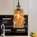 Vintage Gold Twisted Cylinder Glass Ceiling Pendant Lamp M0230