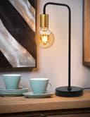 Retro Black Pipe Table Lamp Golden Holder H3009