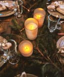 Set of 3 USB Rechargeable LED Wax Gold Glass Flameless Candles with Remote Control