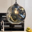 Modern Melting Glass Globe Ceiling Pendant Light Lava Shade Smoked Grey Black Nickel H3013