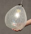 Ceiling Tear Drop Crackled Clear Glass Pendant Lamp Shade Retro Chrome Holder H3030