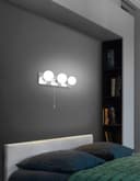 Opaque 3 Mini Globe Bathroom Mirror Light with Pull Cord IP44 H3053