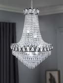 Large Ceiling Crystal Pendant Chandelier Suspended Chrome Frame Cascading Droplets H3033
