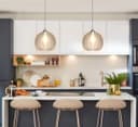 Modern Ceiling Globe Glass Pendant Lamp Shade Clear Rib H3026