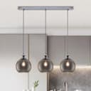 Vintage 3 Lights Ceiling Pendant Lamp Cluster Mini Glass Globe Shades Smoked Grey H3044