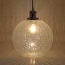 Crackle Glass Pendant Light Round Globe Shade Chrome Ceiling Lamp Holder H3043