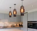Modern Vintage Ceiling Pendant Lamp Shade Smoked Grey Cylindrical Glass H3045