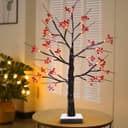 LED Indoor Christmas Brown Colour with Snow and Red Fruit 60cm Mains And Battery Operated TREE05