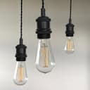 Industrial Vintage Ceiling Pendant Lamp Holder Matte Black E27 Fitting H3065