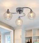 Modern Chrome 3 Way Ceiling Light Glass Globe Shades H3060 with 3 x G9 5w LED 