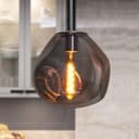 Chrome Blown Glass Ceiling Pendant Light Smoked Grey Globe Lamp Shade H3068