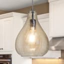 Modern Tear Drop Ceiling Pendant Light Crackled Clear Glass Lamp Shade H3066