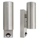 12W LED Double Outdoor Wall With PIR Movement Sensor Stainless Steel Cool White ZLC365SEN