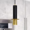 Slim Tubular Modern Black Marble Ceiling Pendant Lamp Shade Brass Holder