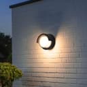 12W Outdoor Modern Round Black LED Wall Light Opal Diffuser 3000K ZLC361B