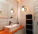Modern Bathroom Wall Light Chrome IP44 Frosted Glass H3082 with G9 LED 5w Warm White