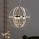 Industrial Ceiling 3 Light Globe Pendant Light Chrome Chained Lantern H3090