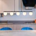 Modern Black Ceiling 5 Lights Pendant Light Glass Globe Shades Frosted Opal H3086